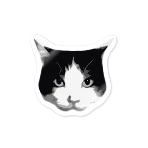 ハチワレ猫　モノクロ02 Sticker