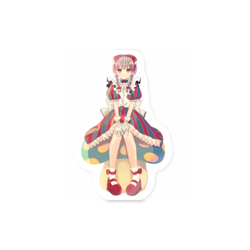 きのこに腰掛ける女の子 Sticker