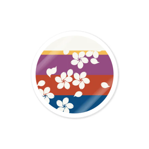 【まあるい花札】桜に幕 Sticker