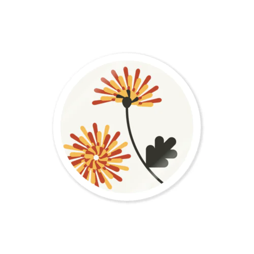 【まあるい花札】菊 Sticker