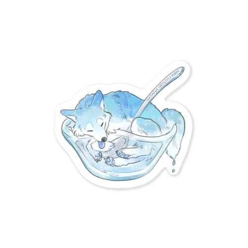 オオカミかき氷 ブルーハワイ Sticker