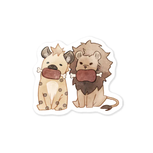 ライオンさんとハイエナさん（お肉ver) Sticker