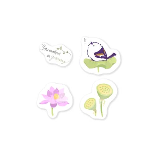 もふもふシマエナガ　蓮~greenery~ Sticker