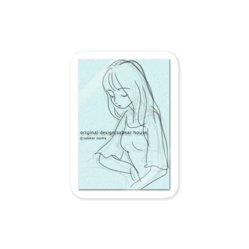 rough drawing girl-1_グッズ Sticker