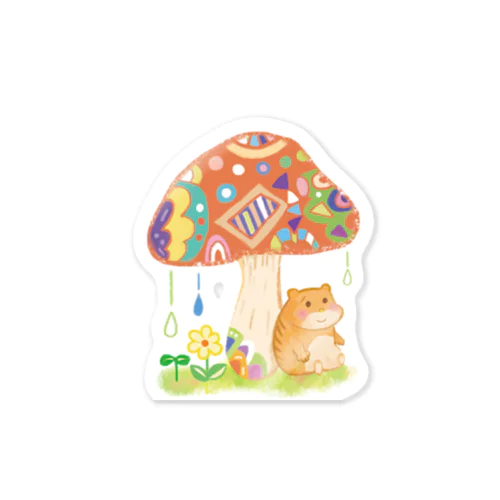 ハムちゃんの雨やどり Sticker