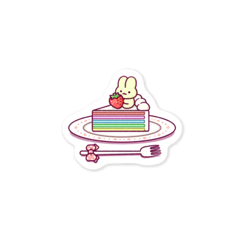 レインボーケーキとうさぎ Sticker