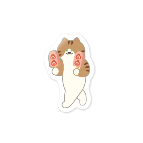 いちごアイスをあざとく運ぶねこ Sticker