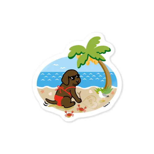 浜辺のチョコレートラブラドールビキニガール Sticker