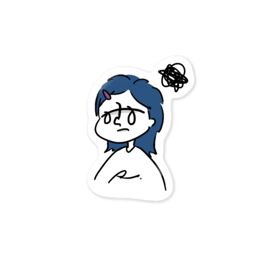 Blue hair girl Sticker