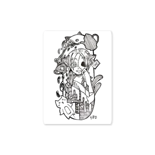 ペン画イラストnameリヨ Sticker