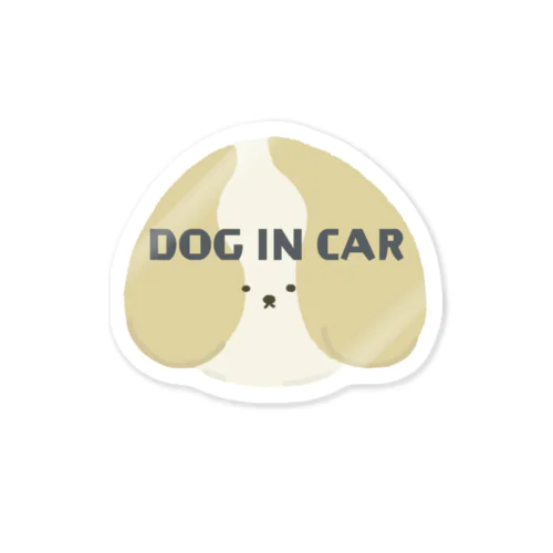 DOG IN CAR ほわほわしっぽのシーズー Sticker