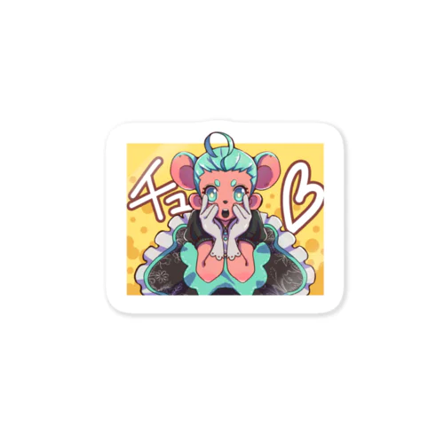 ミント色のマウスガール Sticker