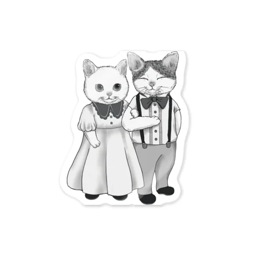 新婚ねこ（モノクロ） Sticker