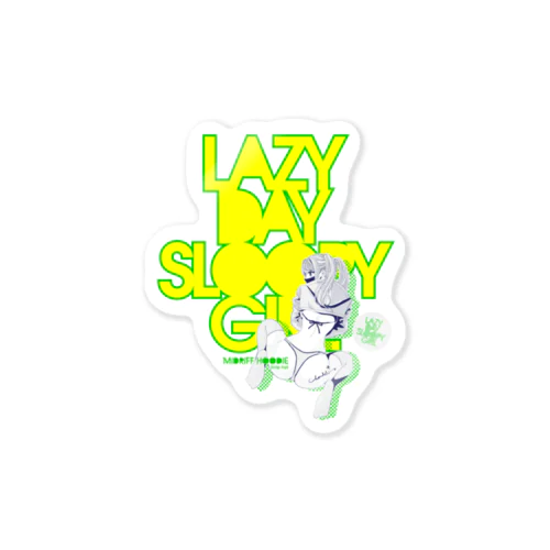 LAZY DAY SLOOPY GIRL 0573 パーカー女子 エロポップ ロゴ ステッカー