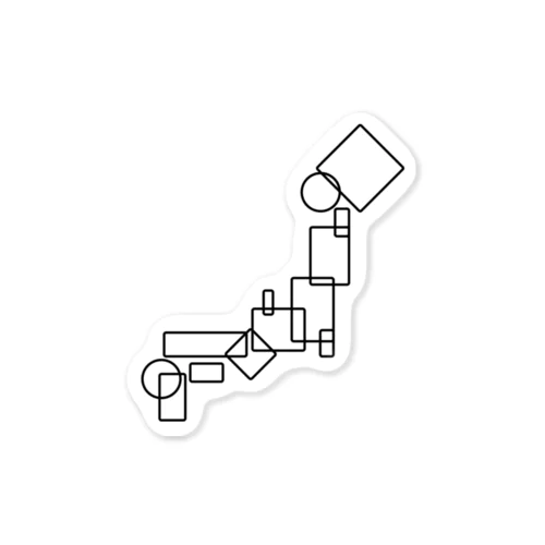 幾何学日本地図 ステッカー