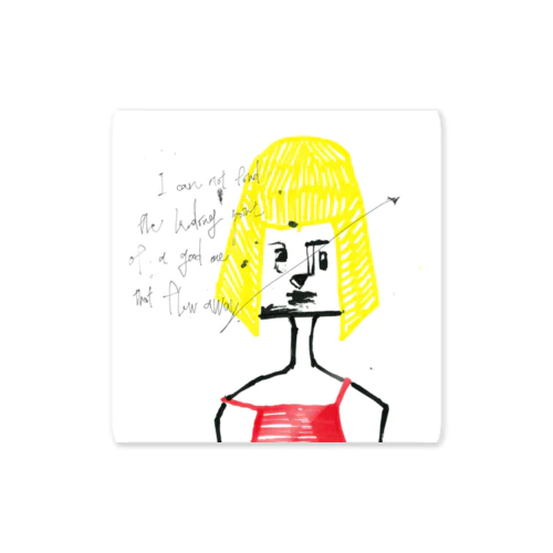 yellow big head girl Sticker