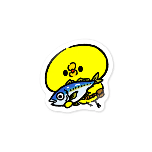 アジのサブマシンガンを持つぴよたそ Sticker