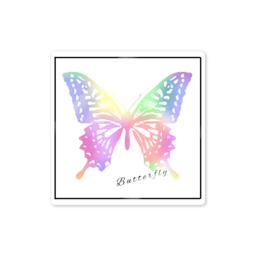 Butterfly(透過、黒枠) Sticker