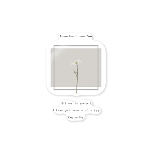 white grayish peach tea × white flower Sticker