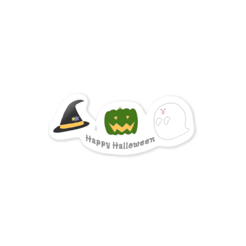 ハロウィン(帽子とかぼちゃとおばけ) ステッカー