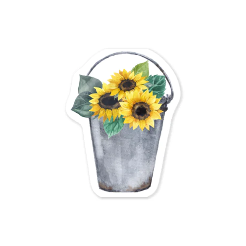 Watering bucket and sunflowers  じょうろ と ひまわり ステッカー