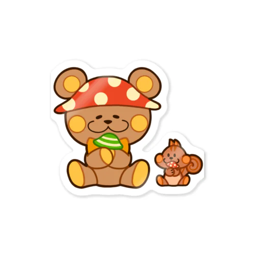 ぬいクマちゃんのキノコがり Sticker