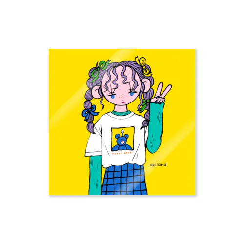 三つ編み女の子 Sticker