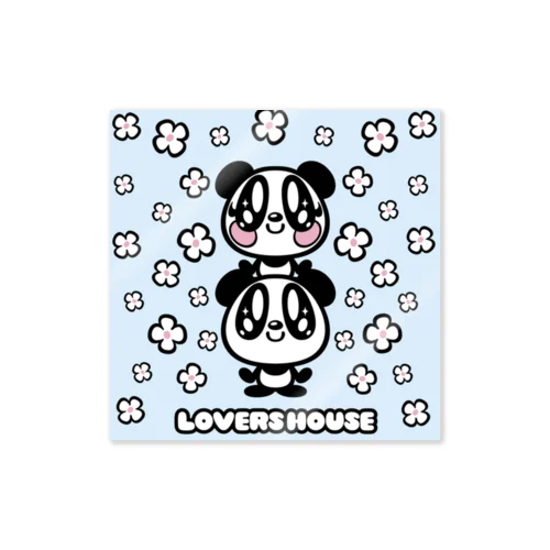 LOVERS HOUSE お花メリーアンドケン　ブルー ステッカー