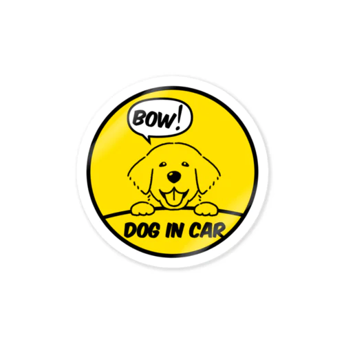 Bow! dogincar ゴールデンレトリバー 黄色 Sticker