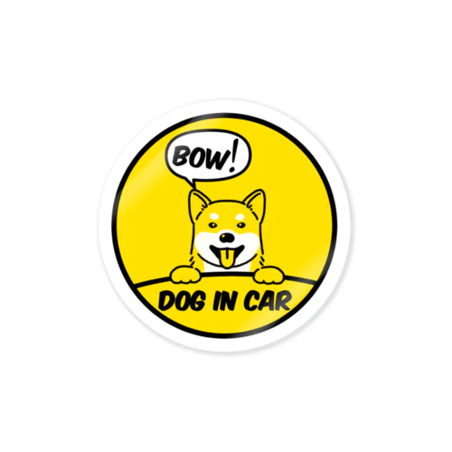 Bow! Dogincar 柴犬　黄色 Sticker