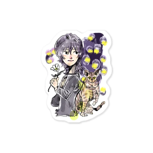 オハナ少年と謎の猫 Sticker