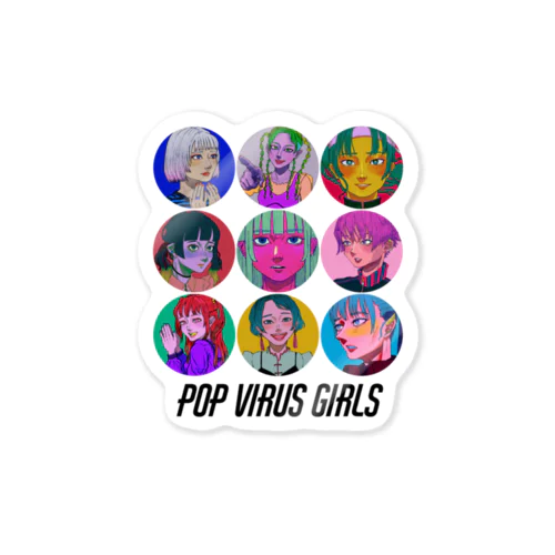 POP VIRUS GIRLS 【文字:黒】 ステッカー