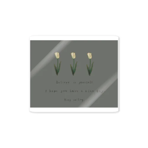 Khaki gray × Cream three tulip Sticker