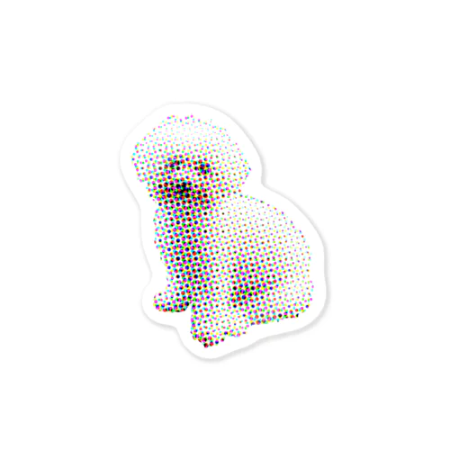 顔が赤い白い犬ハーフトーン 스티커
