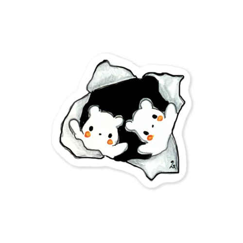 クンちゃんシロちゃん　破いちゃったよ💦 Sticker