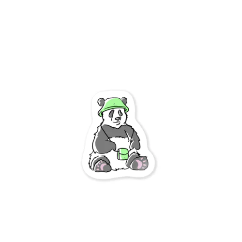 パンダ × バケットハット × ショルダーバッグ Sticker