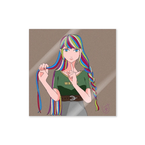 三つ編みの女の子 Sticker