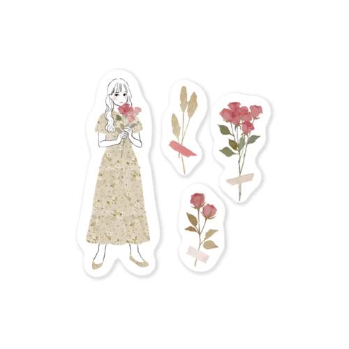 Ruimeme × 三浦朋代 〈Agathe〉flower tiered dress Sticker