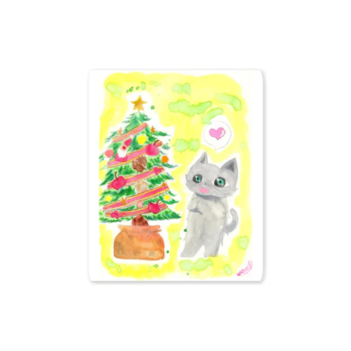 にゃんことクリスマスツリー Sticker