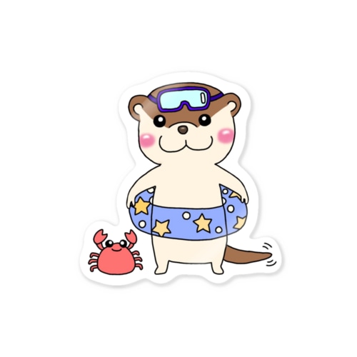 海水浴カワウソ(縁なし) Sticker