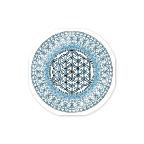 神聖幾何学フラワーオブライフ（ブルー） Sticker