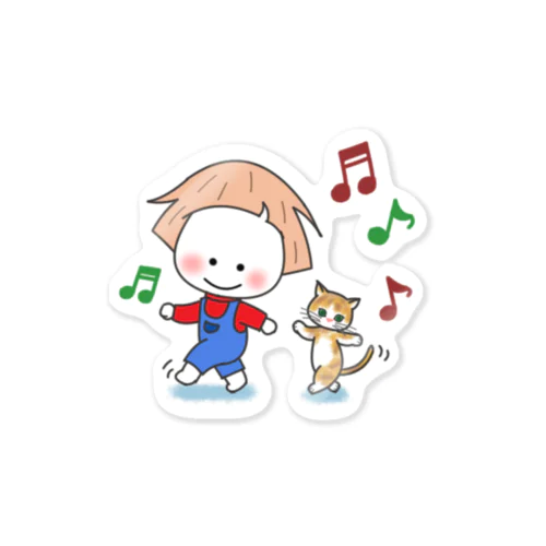 しろまる子ちゃんとニャン君 Sticker