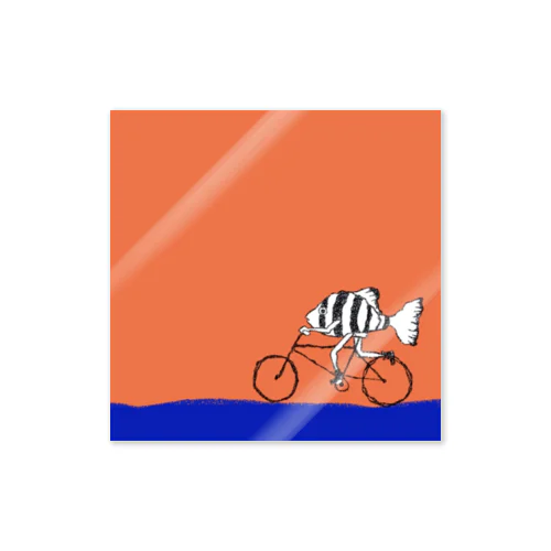 Cycling Fish Sticker