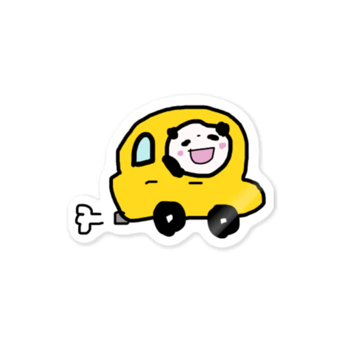 車にパンダ Sticker