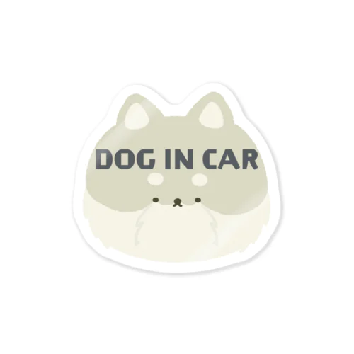 DOG IN CAR 三日月しっぽの柴犬(白柴) Sticker