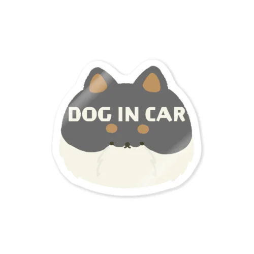 DOG IN CAR 三日月しっぽの柴犬(黒柴) ステッカー