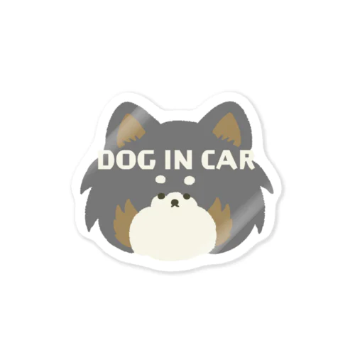 DOG IN CAR ふぁさふぁさしっぽのチワワ(黒) Sticker