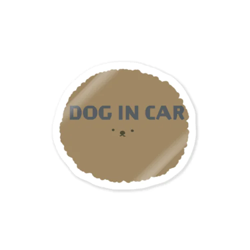 DOG IN CAR 3本しっぽの茶色モフ ステッカー