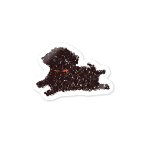 足のび黒プー Sticker