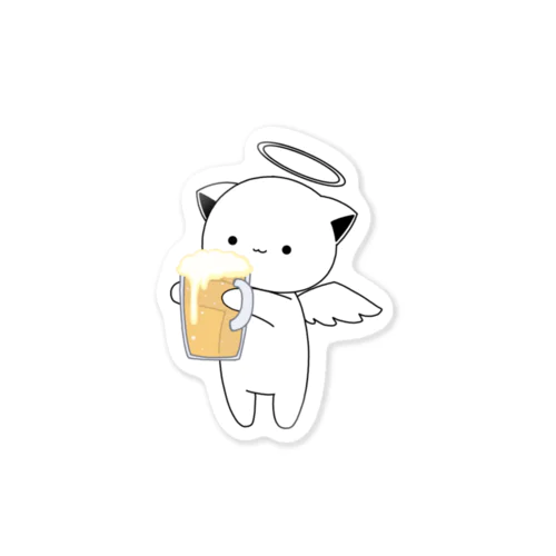 白猫天使こむぎちゃん（ビール） Sticker